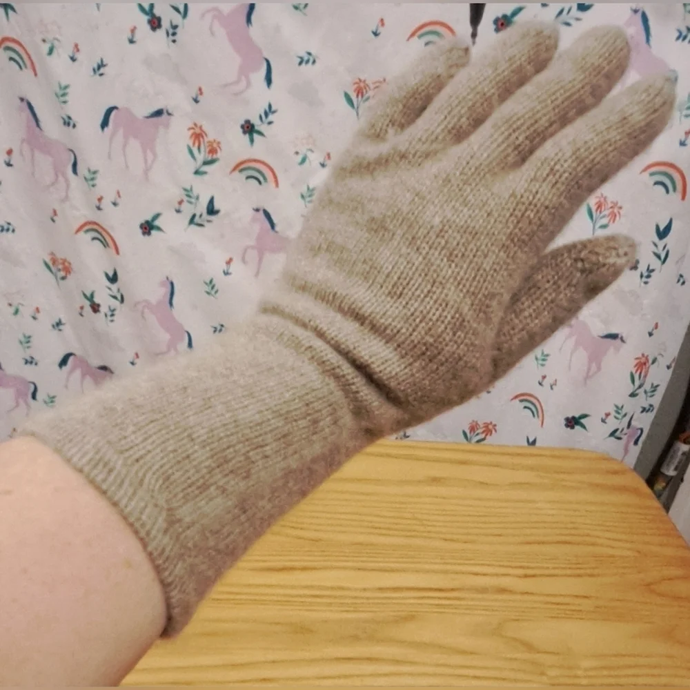 EUC Hannah Rose Beige Cashmere Casual Neutral Winter Snow Touch Screen Glove